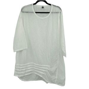 Dress to Kill Sheer White Oversized Minimalist Artsy Top Boxy Fit Lagenlook OS